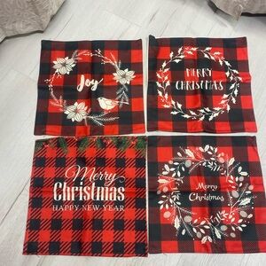 Festive Red Plaid Holiday Pillow Covers